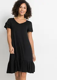 Jersey jurk met volants in een viscosemix, bonprix