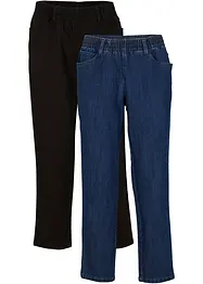 Mid waist jeans met comfortband, straight (set van 2), bonprix