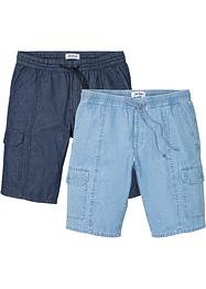 Jeans instap bermuda met cargozakken, loose fit (set van 2), John Baner JEANSWEAR