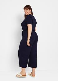 Jersey jumpsuit met V-hals, korte mouw, bpc bonprix collection