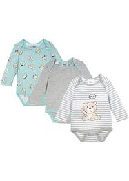 Baby rompertje van biologisch katoen (set van 3) met lange mouwen, bpc bonprix collection