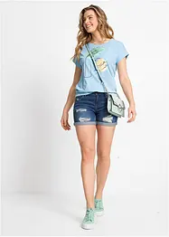 Jeans short met destroyed effecten en mid waist, bonprix