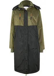 Lange parka met capuchon en materiaalmix, recht model, bonprix