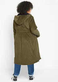 Lange corduroy jas met teddy fleece capuchon, bonprix