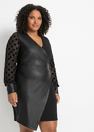Jurk van imitatieleer en mouwen van mesh, bonprix