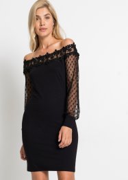 Off shoulder jurk met mesh mouwen, BODYFLIRT boutique