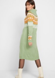 Gebreide jurk met Noors patroon en wijde col, bpc bonprix collection