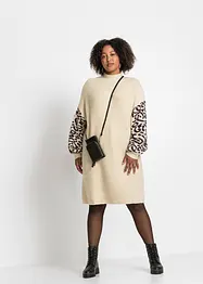 Gebreide oversized jurk met luipaardpatroon, bonprix