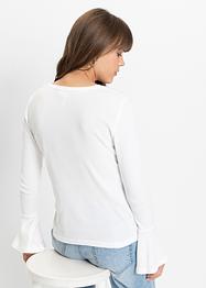 Geribd shirt met trompetmouwen van biologisch katoen Cradle to Cradle Certified® zilver, RAINBOW