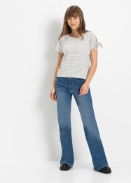 Flared jeans met knoopsluiting en biologisch katoen, RAINBOW