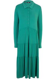 Midi jurk met polokraag en volants van viscose, bpc bonprix collection