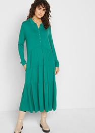 Midi jurk met polokraag en volants van viscose, bpc bonprix collection