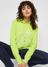 Trendy sweater met statement print en capuchon, bonprix