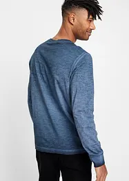 Henley shirt van biologisch katoen in gewassen look, lange mouw, bonprix