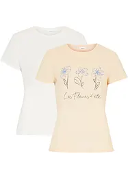 Basic T-shirt met print (set van 2), bonprix