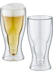 Glazenset bierfles dubbelwandig (set van 2), bpc living bonprix collection