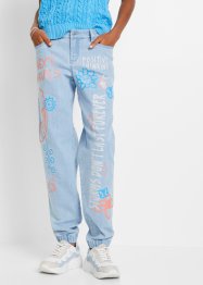 Jeans met tekstprint, RAINBOW