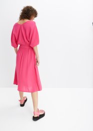 Mousseline jurk met smokwerk en oversized schouders, bpc bonprix collection