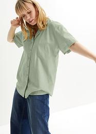 Luchtige oversized blouse met linnen, korte mouw, bpc bonprix collection