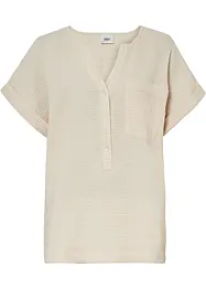 Mousseline blouse met knoopsluiting en zak, bonprix