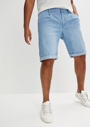 Stretch jeans bermuda met bandplooien, loose fit, RAINBOW