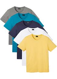 T-shirt met V-hals (set van 5), bpc bonprix collection