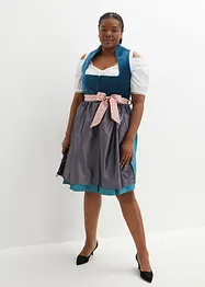 Midi dirndl met fluweel en schort (2-dlg. set), bonprix