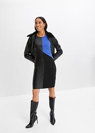 Jersey jurk met imitatieleren inzetten, BODYFLIRT