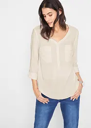 Blouse met V-hals, lange mouw, bonprix