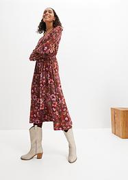 Jersey jurk met V-hals en strikceintuur, bpc bonprix collection
