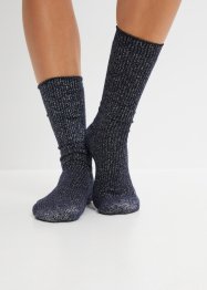 Geribde sokken (4 paar) van glittergaren, bpc bonprix collection