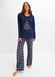 Pyjama met applicatie en geweven broek van flanel (2-dlg. set), bpc bonprix collection