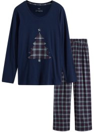 Pyjama met applicatie en geweven broek van flanel (2-dlg. set), bpc bonprix collection