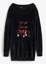 Off shoulder trui met kerstprint, BODYFLIRT
