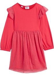 Meisjes jersey jurk met tule en lange mouwen, bpc bonprix collection