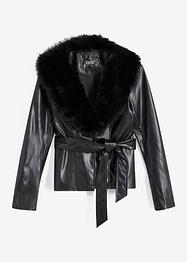Imitatieleren jas met fake fur, BODYFLIRT