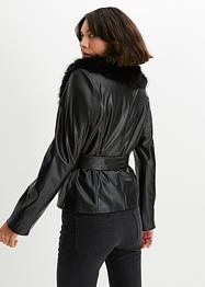 Imitatieleren jas met fake fur, BODYFLIRT