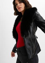 Imitatieleren jas met fake fur, BODYFLIRT