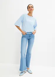 Gestreept T-shirt met raglanmouwen en hooggesloten hals, bonprix