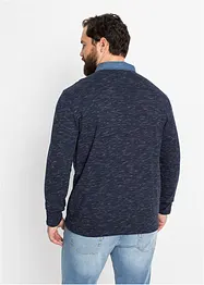 Poloshirt met geweven kraag, lange mouw, bonprix