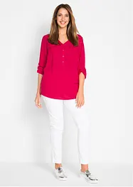Blouse met lange mouwen en V-hals van vloeiende viscose, bonprix