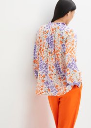 Wijde blouse in A-lijn met structuur, print en 7/8 mouwen, bpc bonprix collection