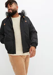 Outdoor jas in bomberstijl met capuchon met imitatiebont, bonprix