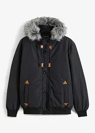 Outdoor jas in bomberstijl met capuchon met imitatiebont, bonprix