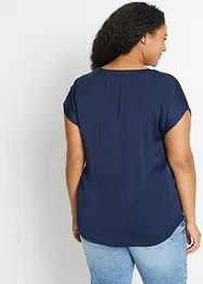 Soepelvallende, satijnen blouse met oversized schouders, bonprix