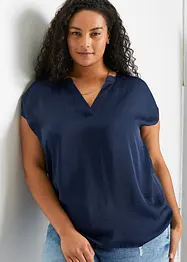 Soepelvallende, satijnen blouse met oversized schouders, bonprix