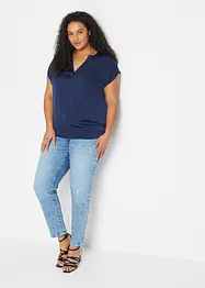 Soepelvallende, satijnen blouse met oversized schouders, bonprix