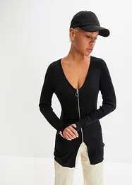 Lang, geribd vest, bonprix