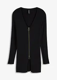 Lang, geribd vest, bonprix