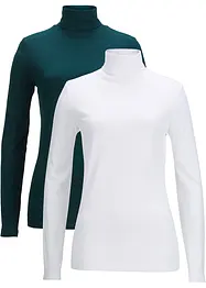 Longsleeve met col in een katoenmix (set van 2), bonprix